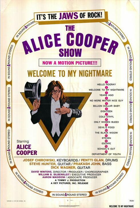 welcome to my nightmare: the alice cooper show 1975 one sheet poster folded