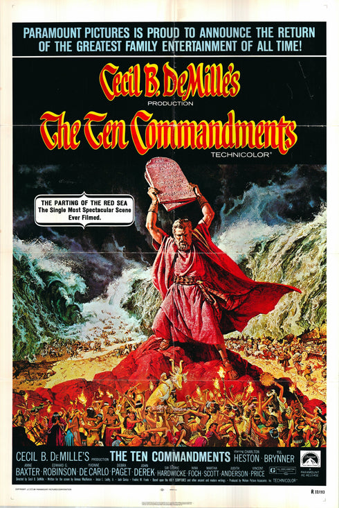 the ten commandments 1972R one sheet poster folded