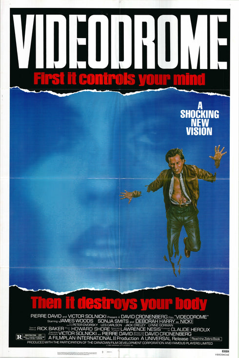 videodrome 1983 one sheet poster folded