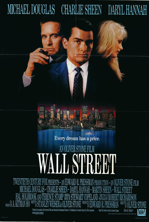 wall street 1987 one sheet poster folded