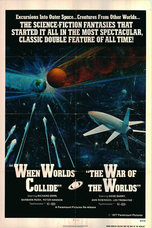 when worlds collide & war of the worlds 1977R one sheet poster folded
