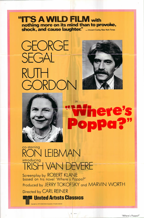 where's poppa? 1979 one sheet poster folded