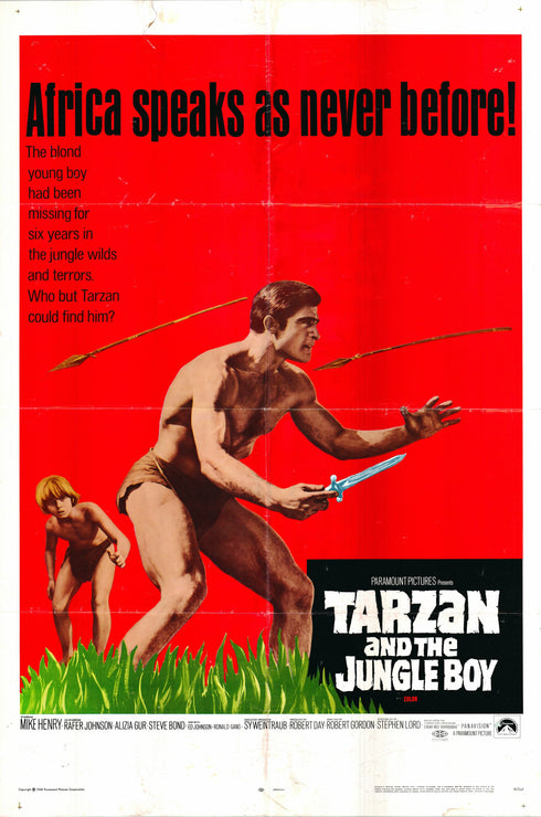 tarzan and the jungle boy 1968 one sheet poster folded