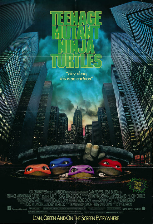 teenage mutant ninja turtles 1990 one sheet poster folded