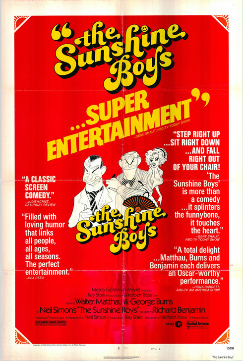 the sunshine boys 1975 style b one sheet poster folded