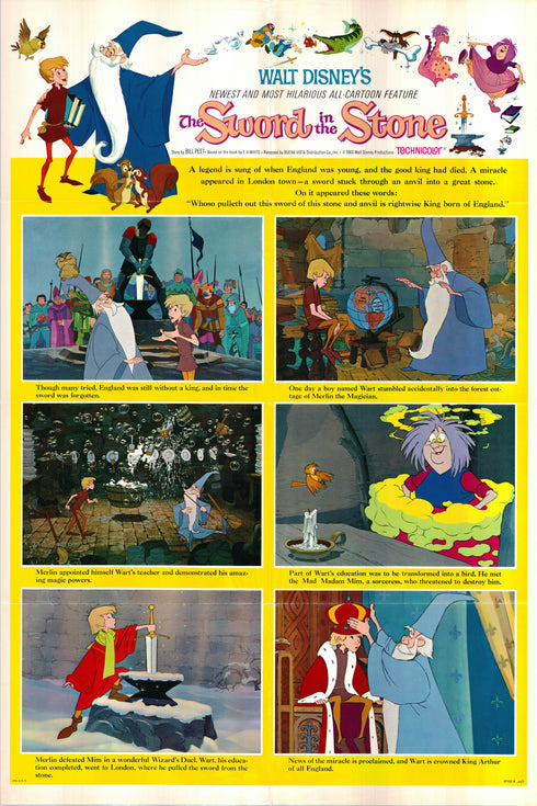 the sword in the stone 1963 style b one sheet poster folded