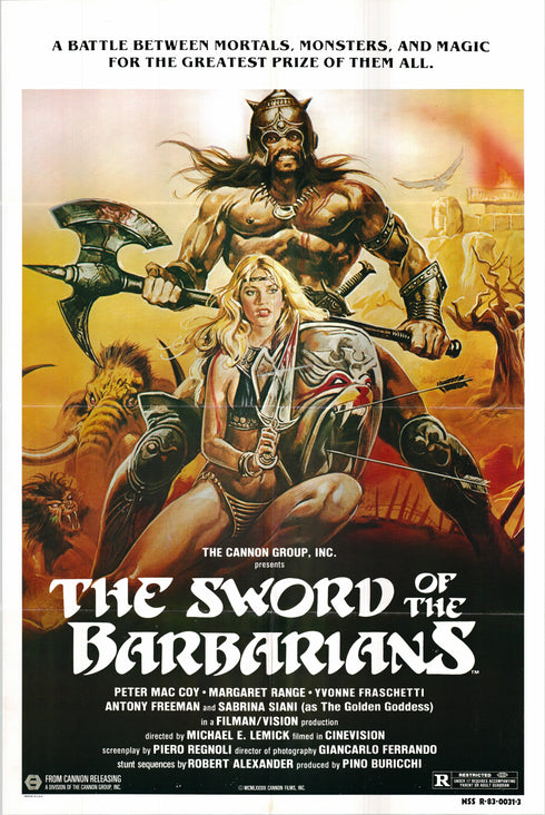 the sword of the barbarians 1983 one sheet poster folded